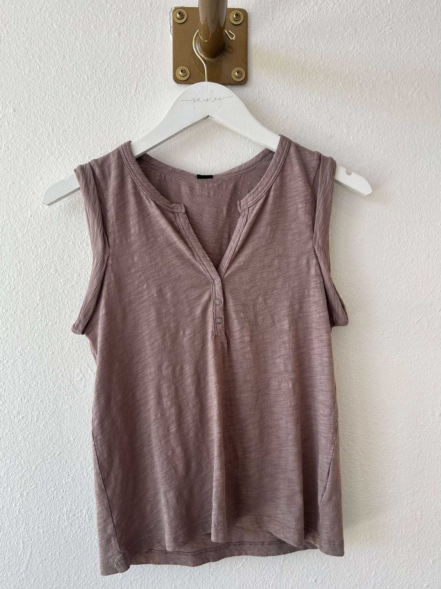 Mushroom Henley Roll Sleeve Top