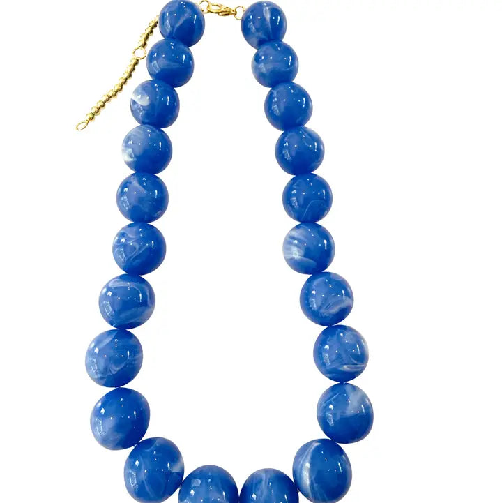 Carter Chunky Beaded Necklace- Cobalt