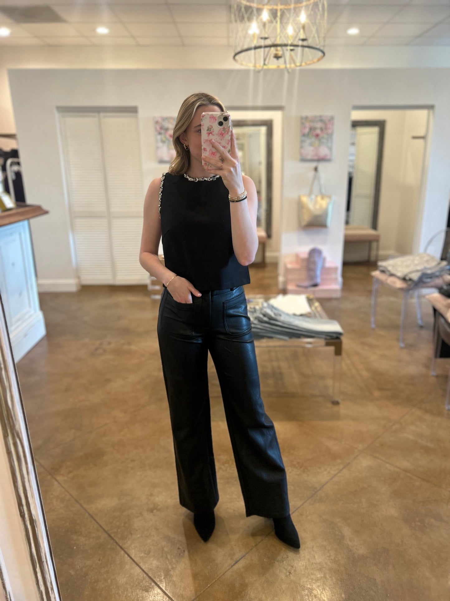 Meghan Crystal Trim Top