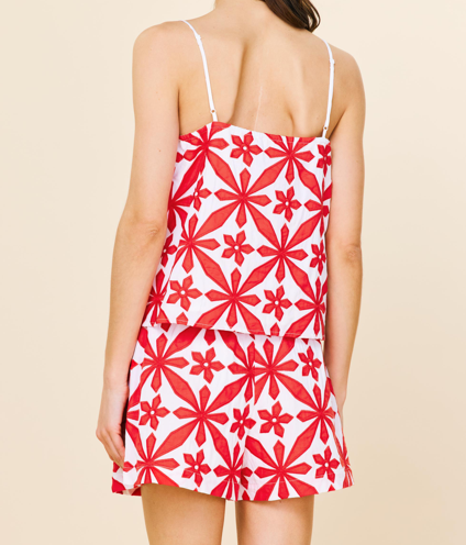 Ella Embroidered Red Tank