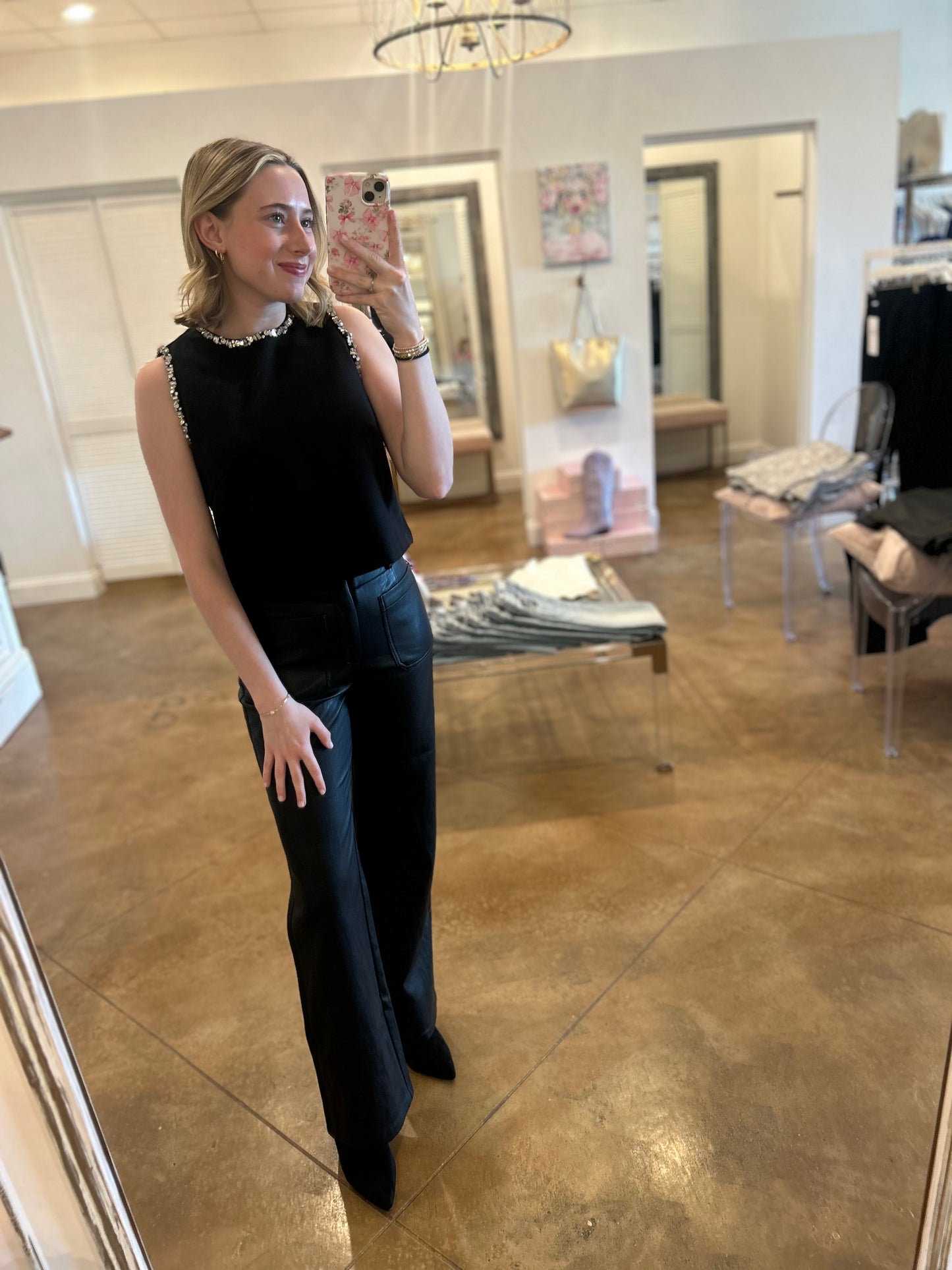 Meghan Crystal Trim Top