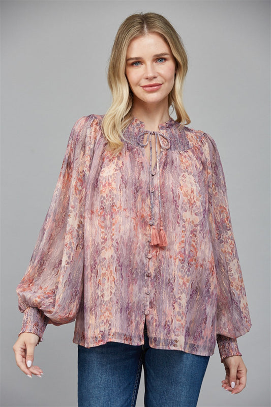 Chiffon Multicolored Snake Print Blouse