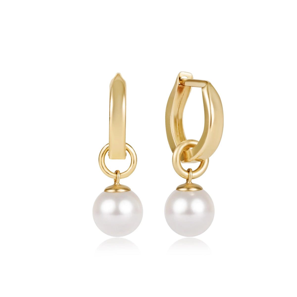 huggie gold 0.5" hoop - classic pearl 8mm charm - e.newton
