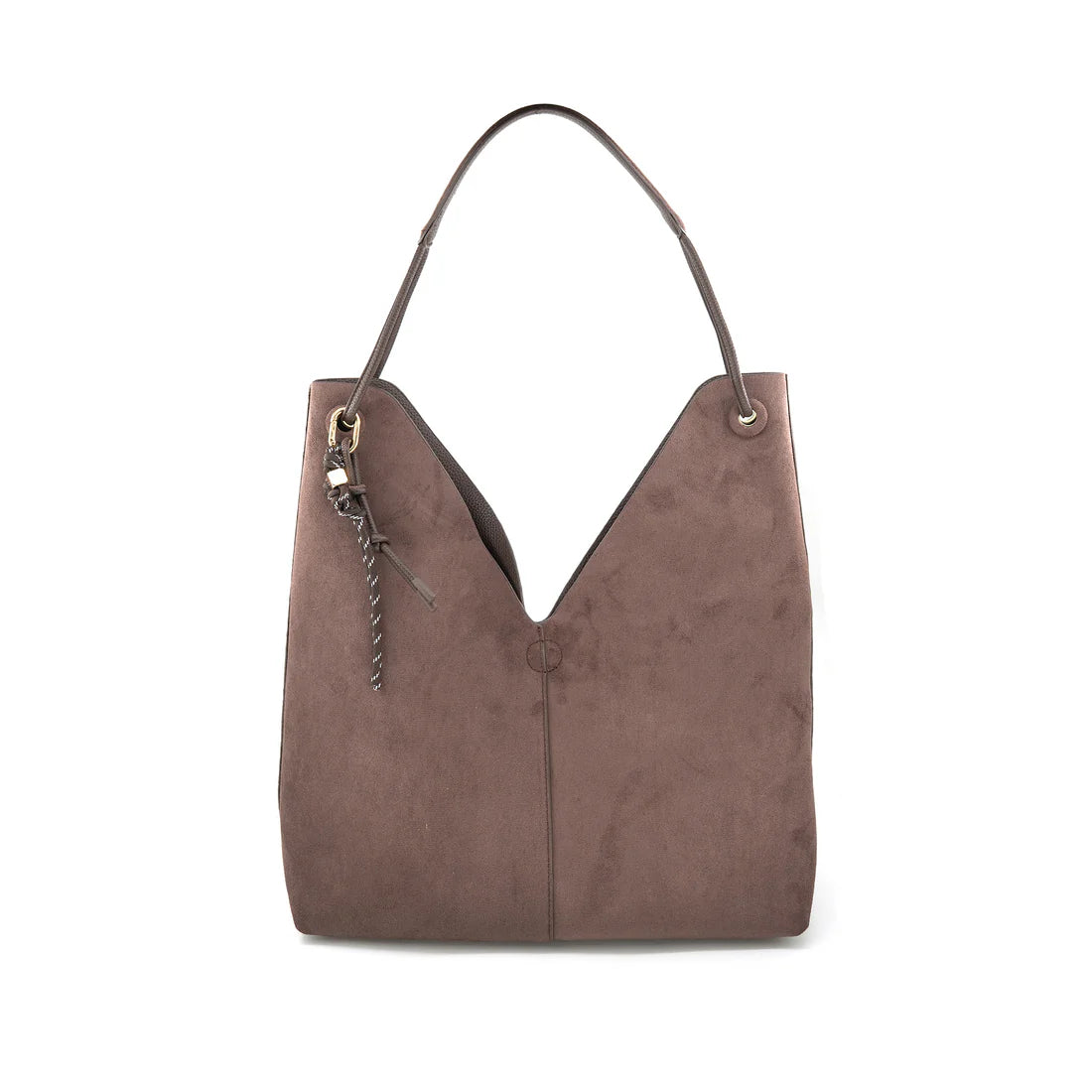 Reversible Suede/Faux Leather Hobo Bag
