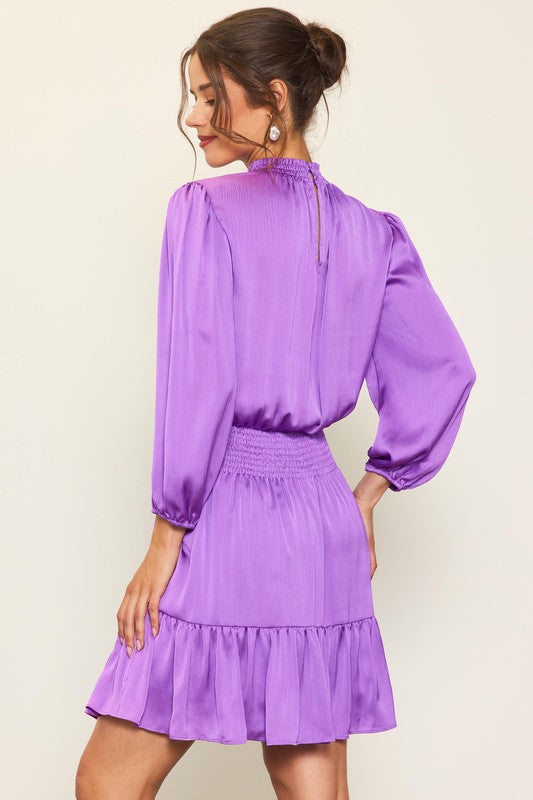 Purple Smocked Waist Dress