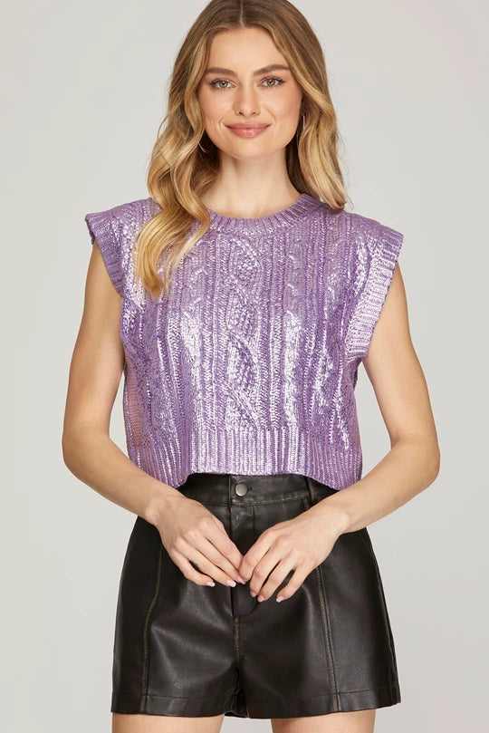Foil Sleeveless Sweater