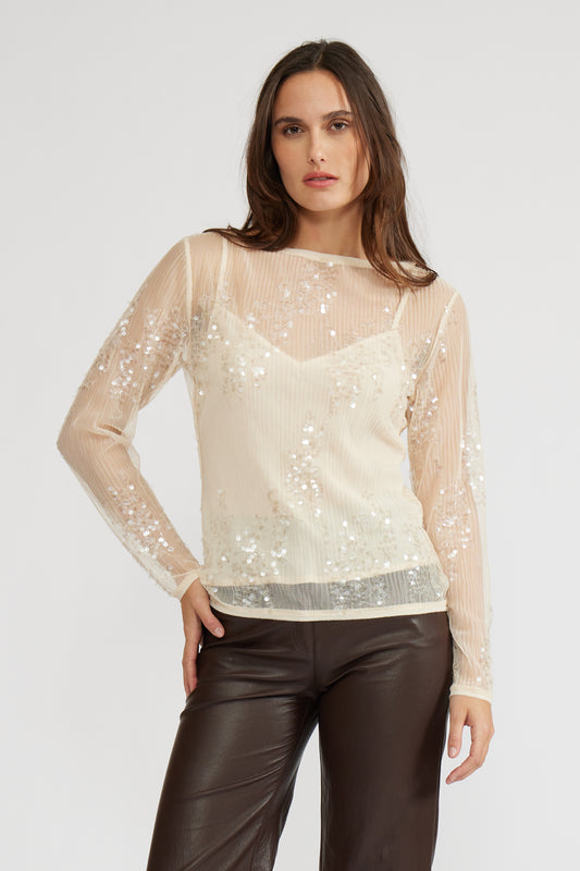Ginny Sequined Cream Top