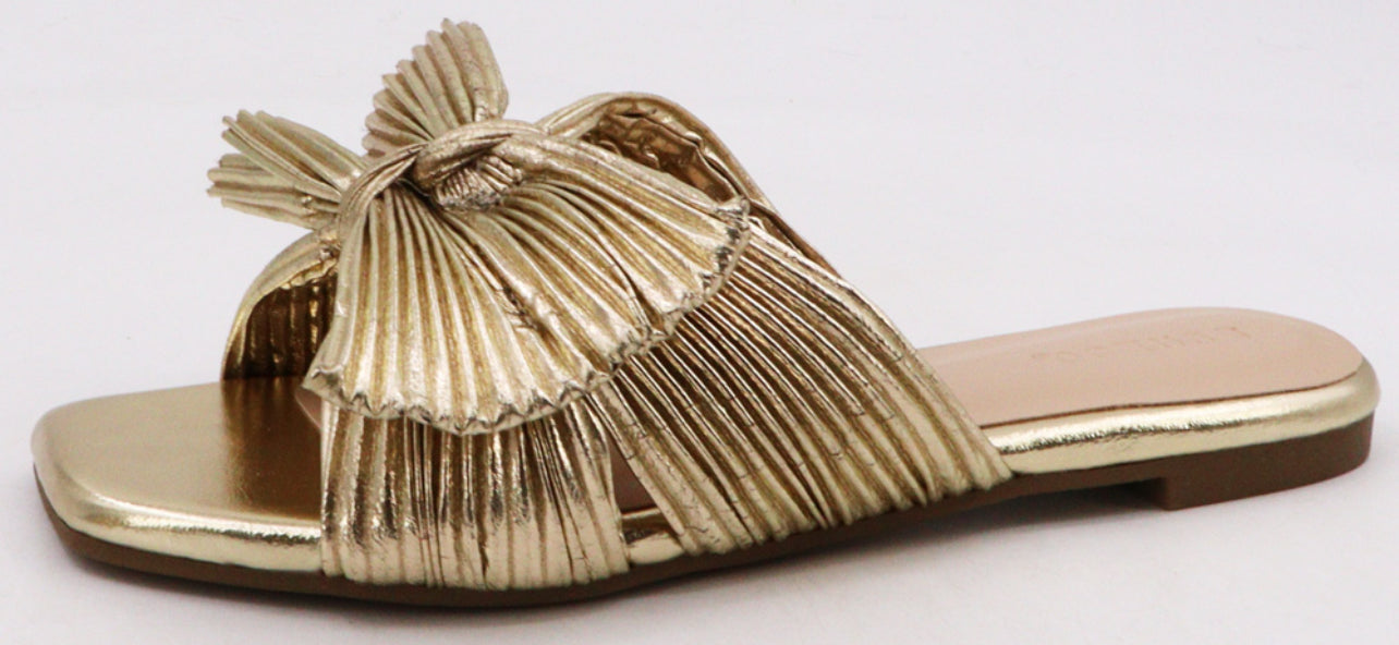 Gold Bow Metallic Sandal