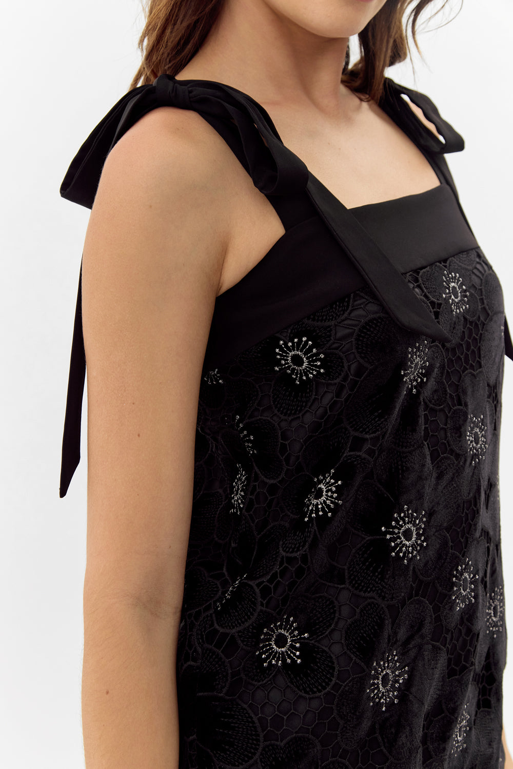 Jolene Crochet Velvet Dress