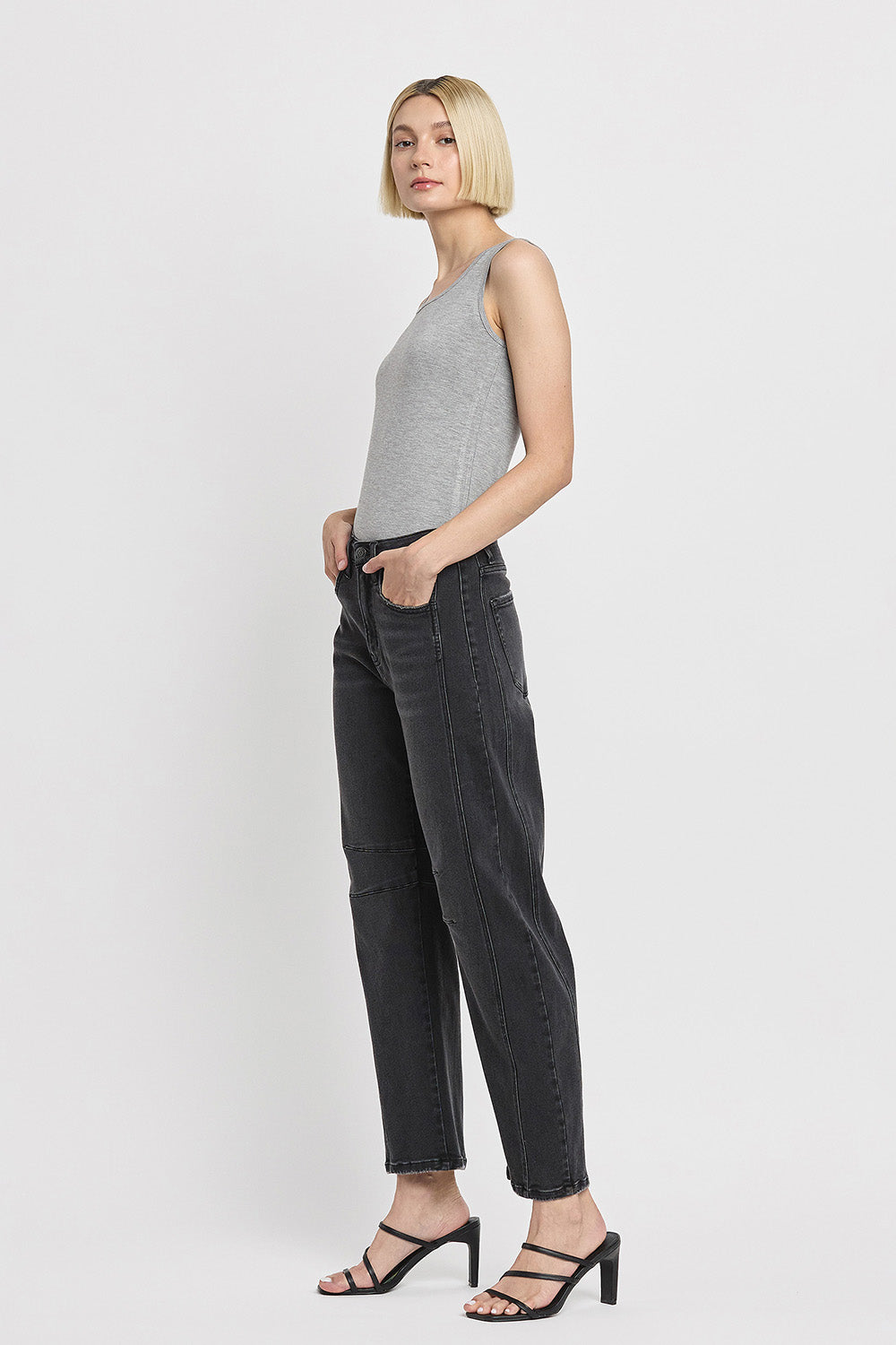 Relief - High Rise Ankle Barrel Leg Jeans
