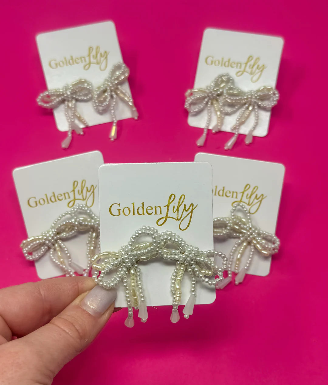 Mini Bow Pearl Earrings