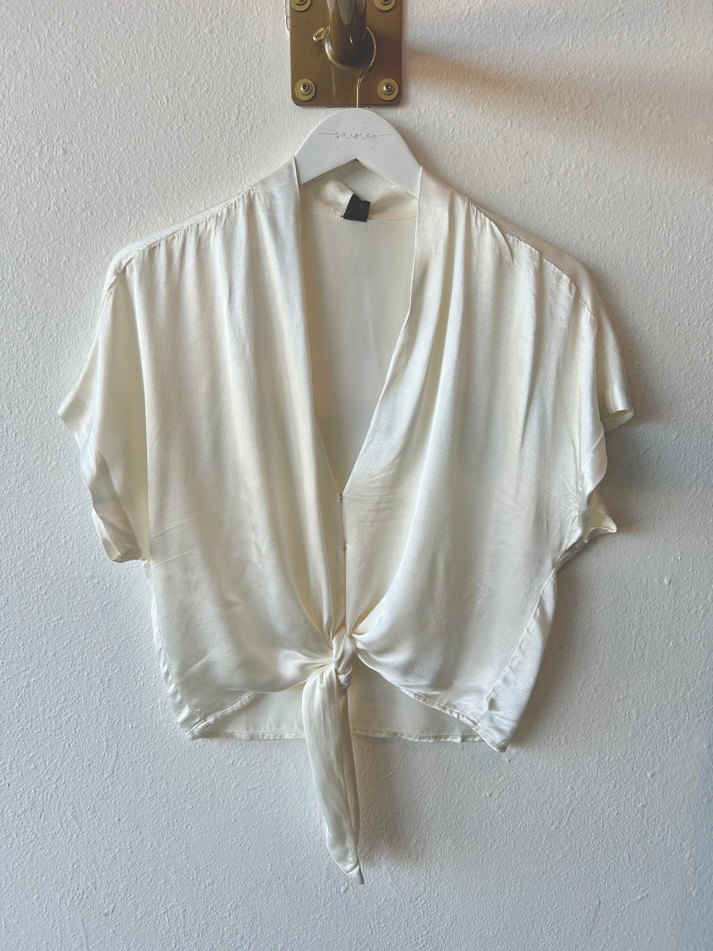 Drop Shoulder Tie Wrap Top