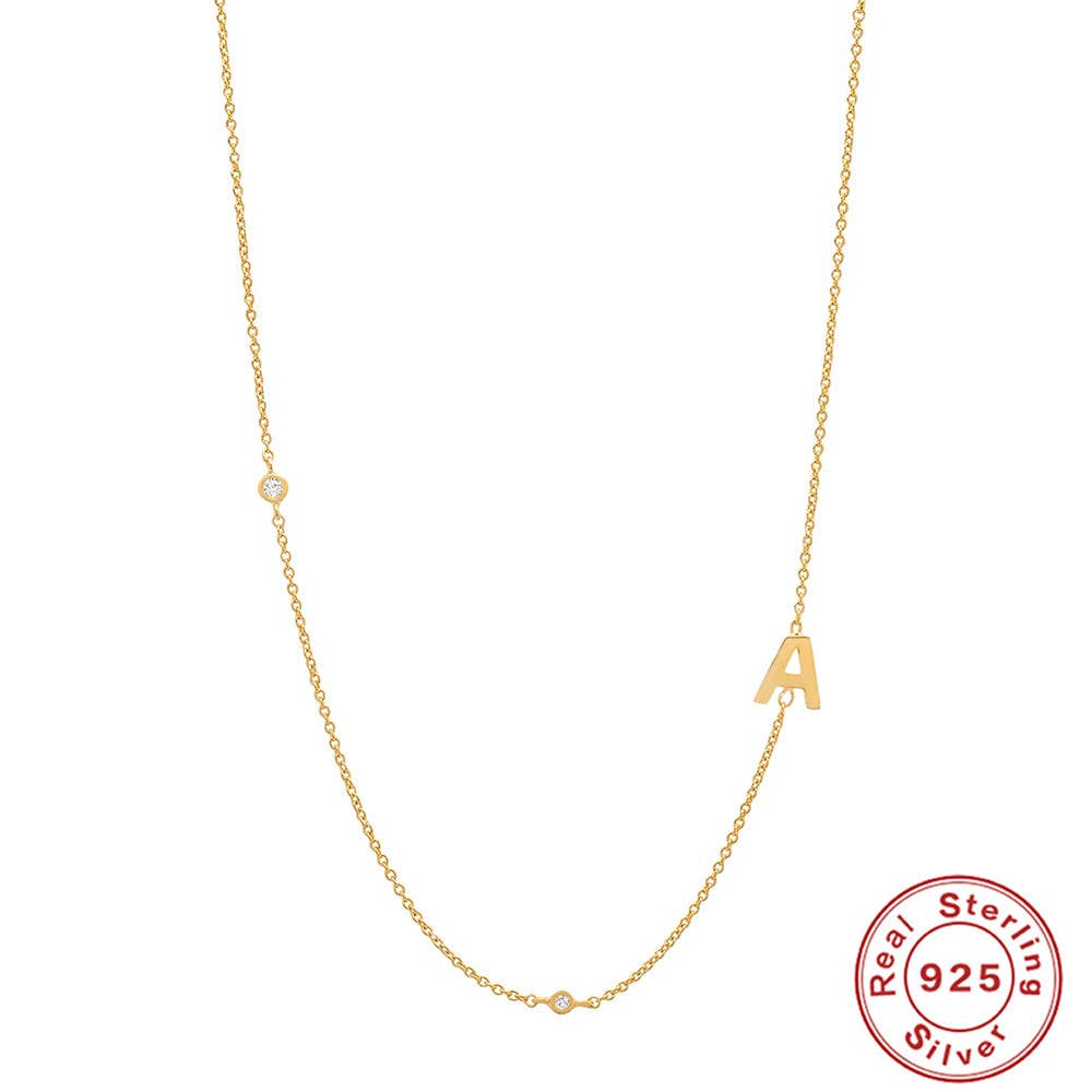 Sterling Silver Initial Necklace: E
