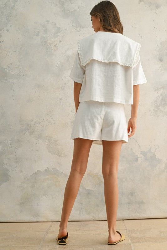 Gracie Linen Collared Top