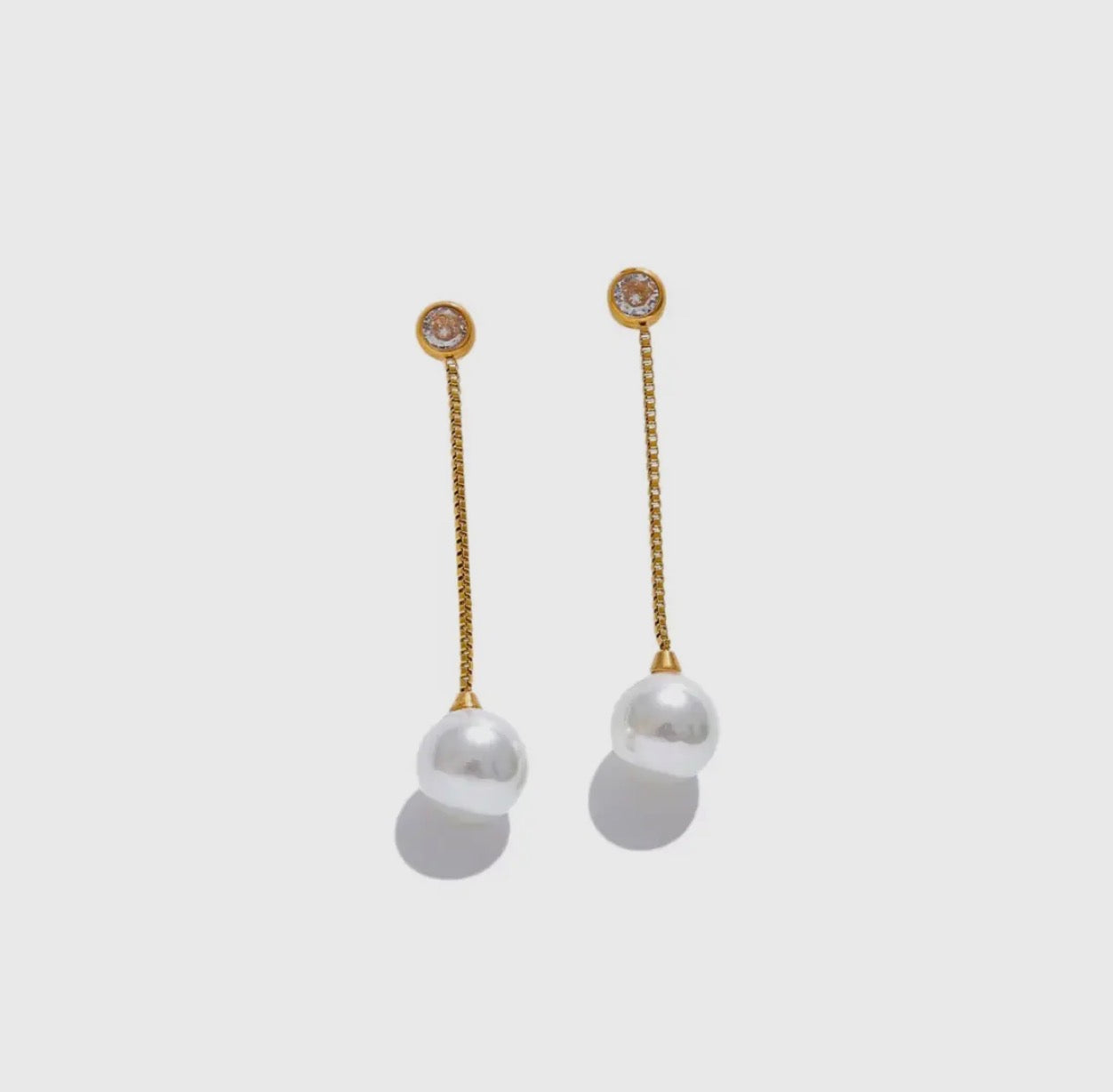 Bezel Pearl Drop Earrings