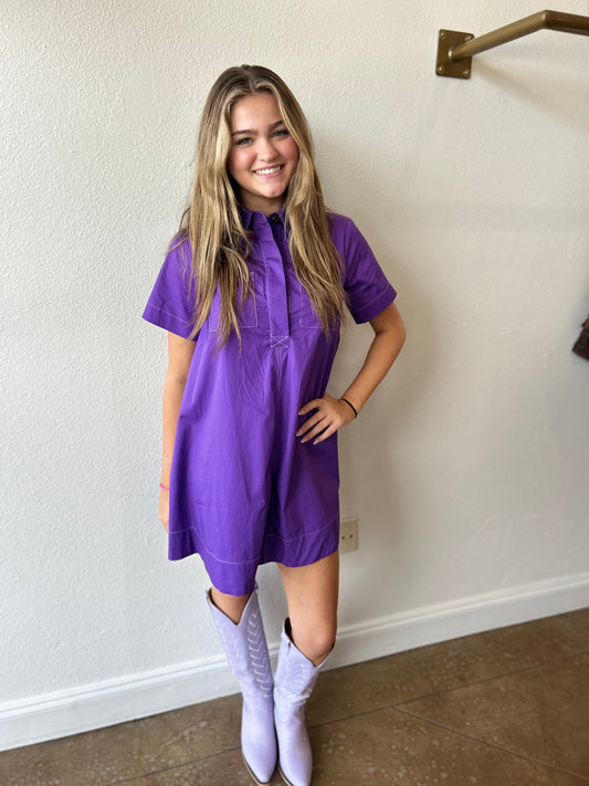 Izzy Purple Shirt Dress