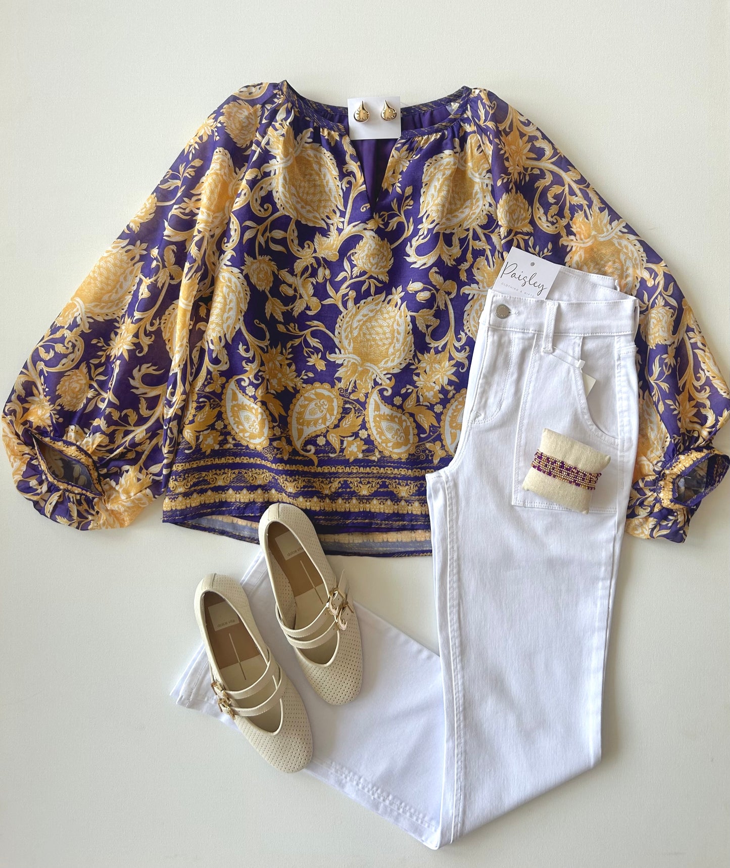 Vine Peasant Bishop Sleeve Top