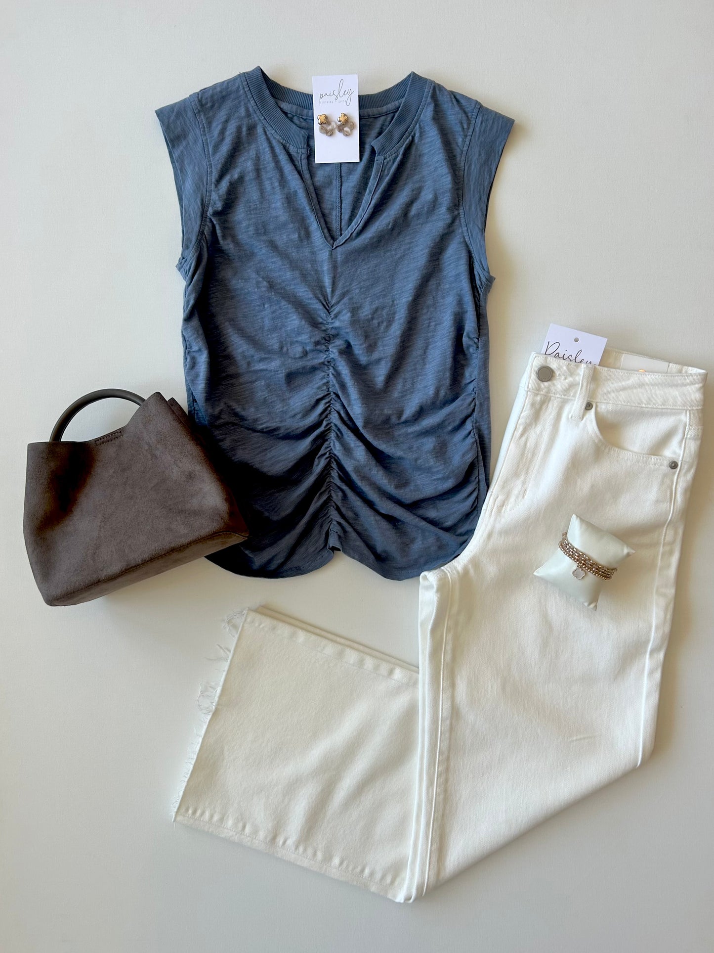 Kaia Muscle Tee In Dark Cloud