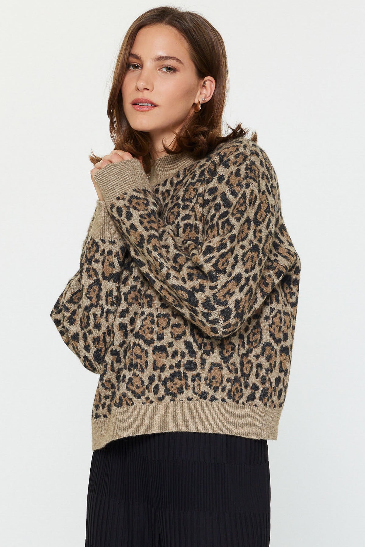 Leopard Mock Neck Sweater