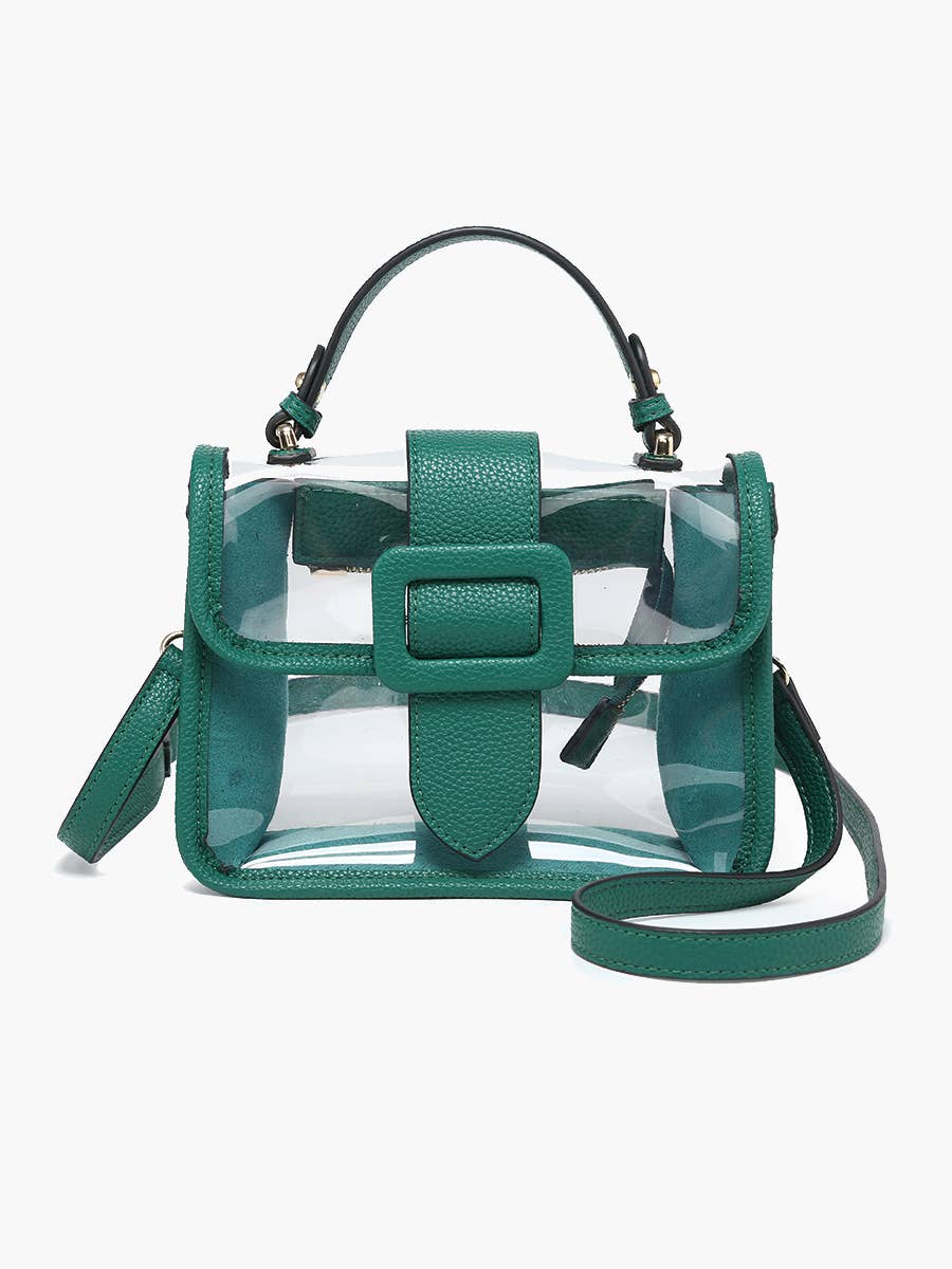 Toni Clear Crossbody Bag: Green