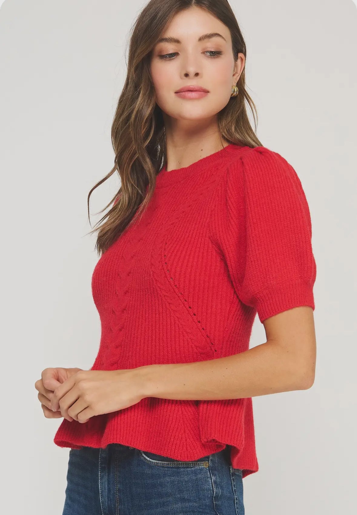 Red Knit Peplum Top
