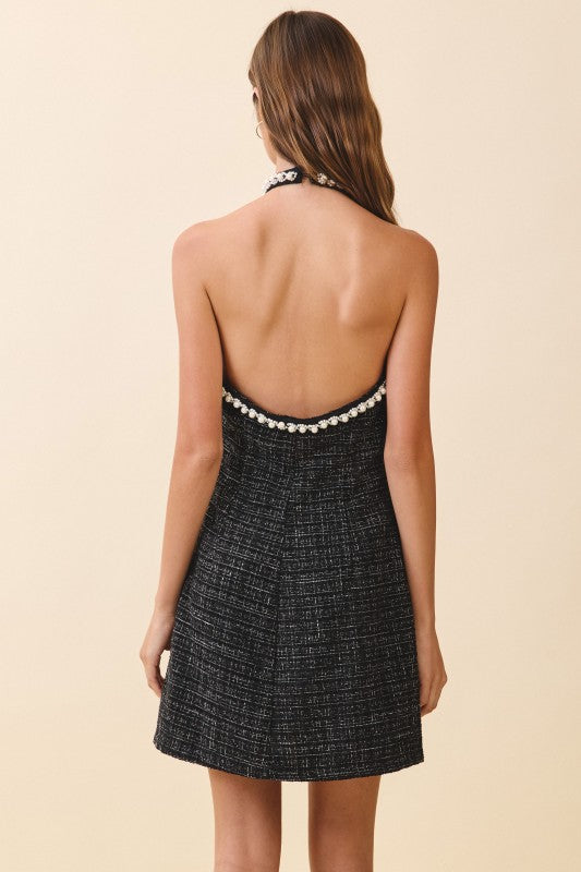 Mia Dress in Black Tweed