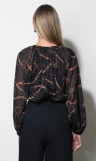 Belle Printed Tie Neck Blouse