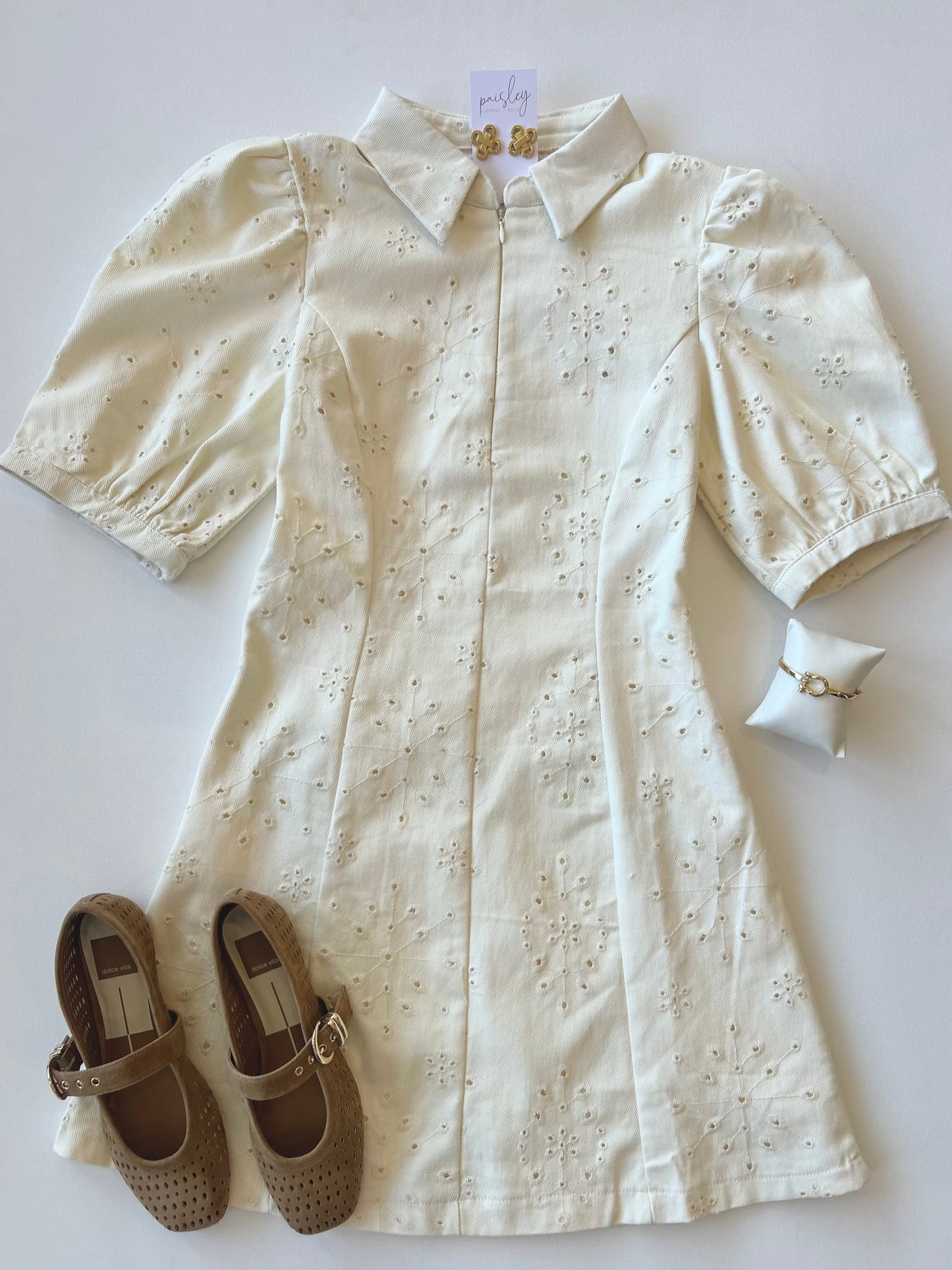 Shannon Dress In Ivory Eyelet
