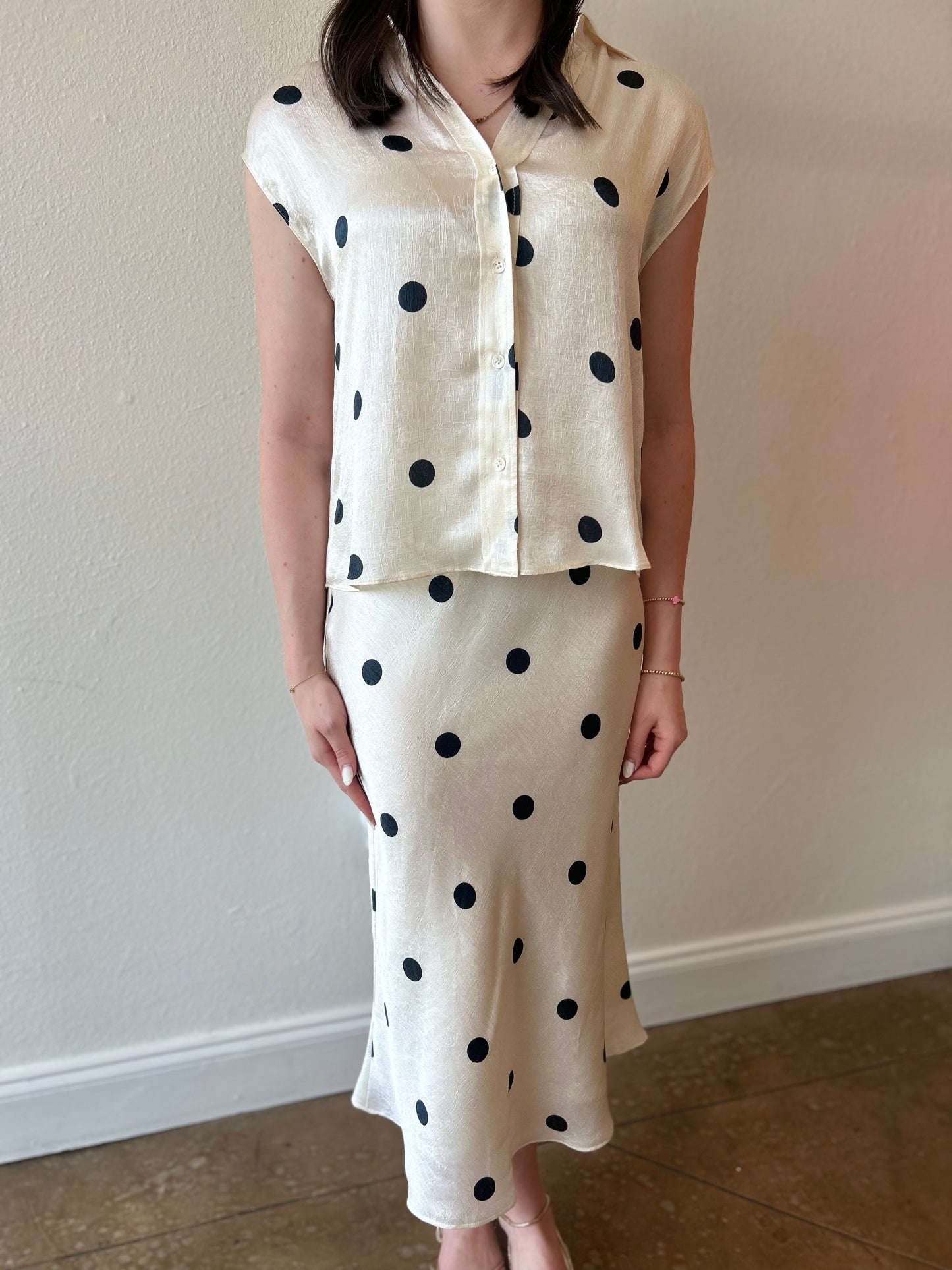 Oyster Polka Dot Blouse