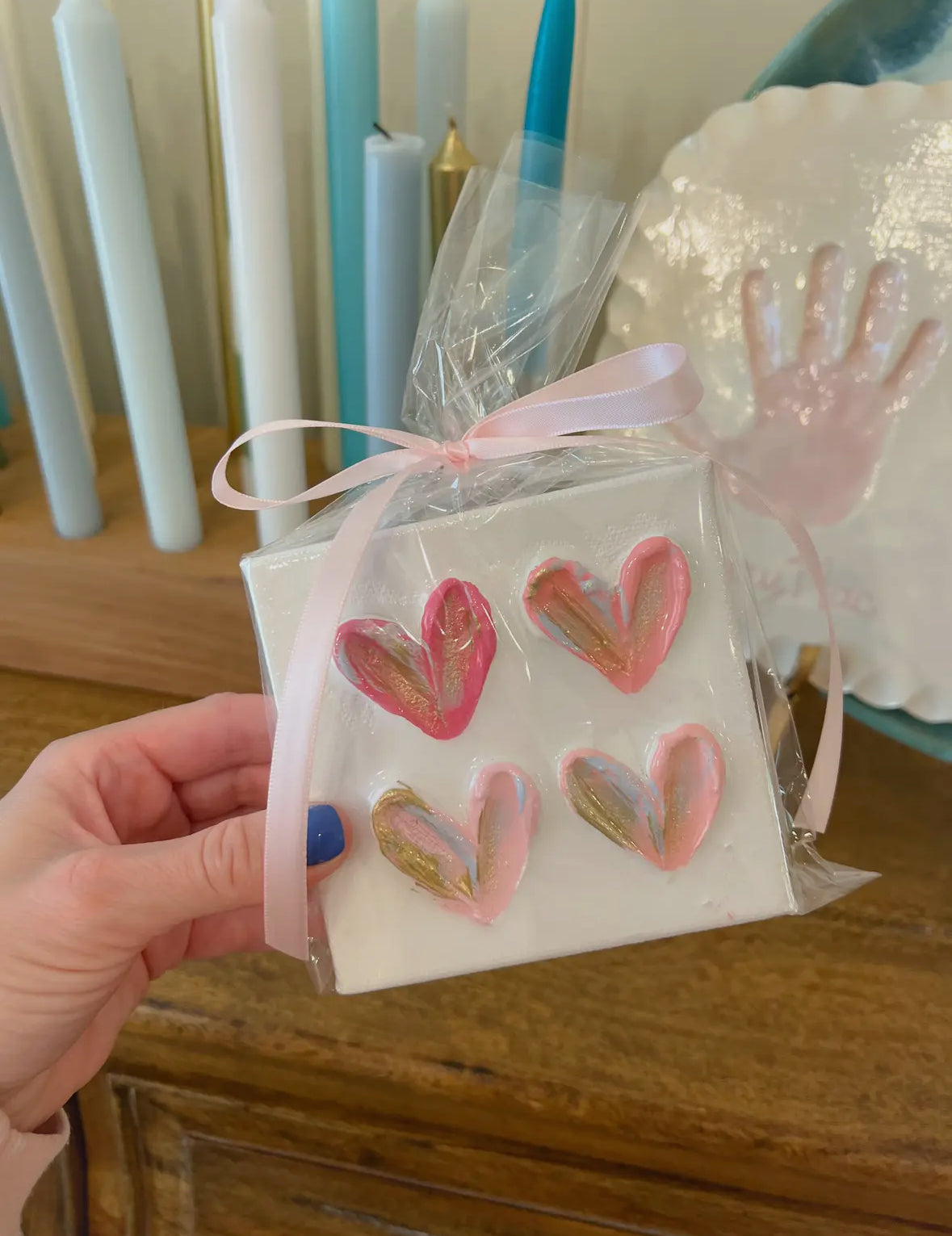 4x4 Pink Mini Hearts Canvas