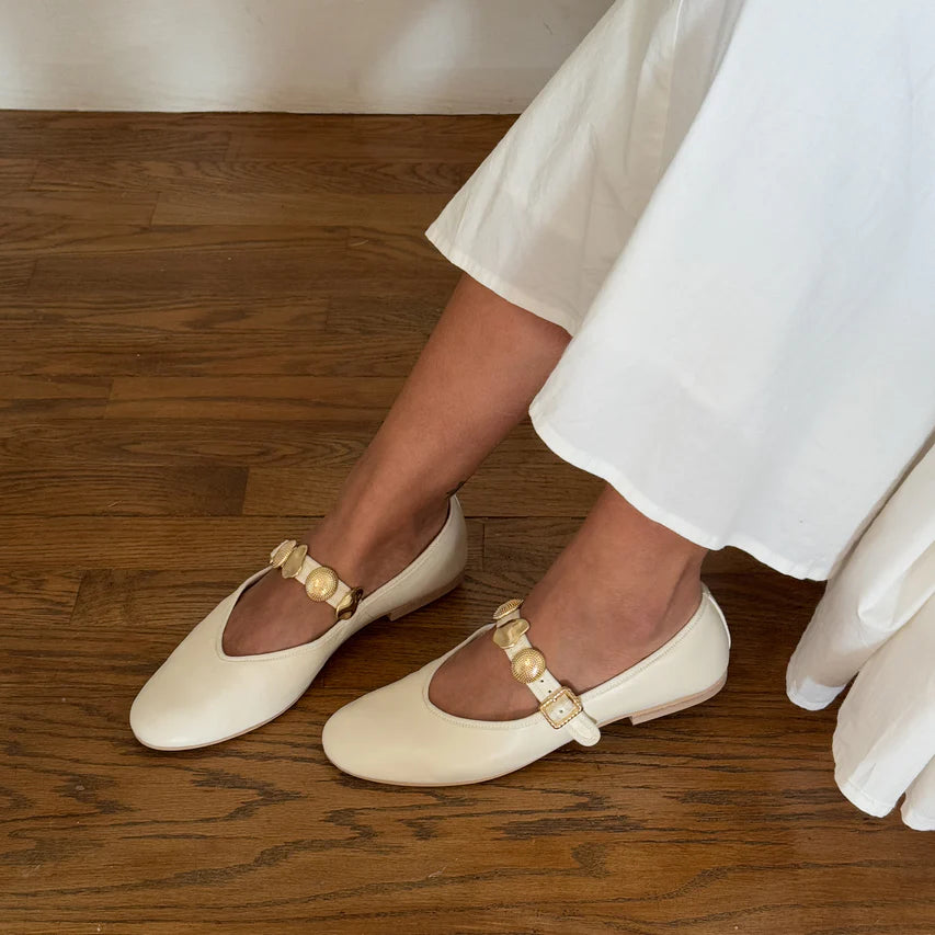 Relan Ballet Flats Off White Leather