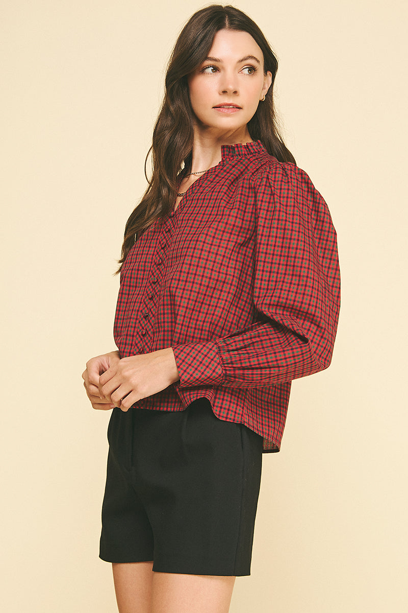 Plaid Button Down Blouse