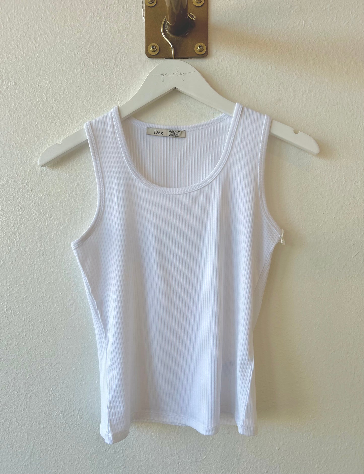 White Ribbed Tank