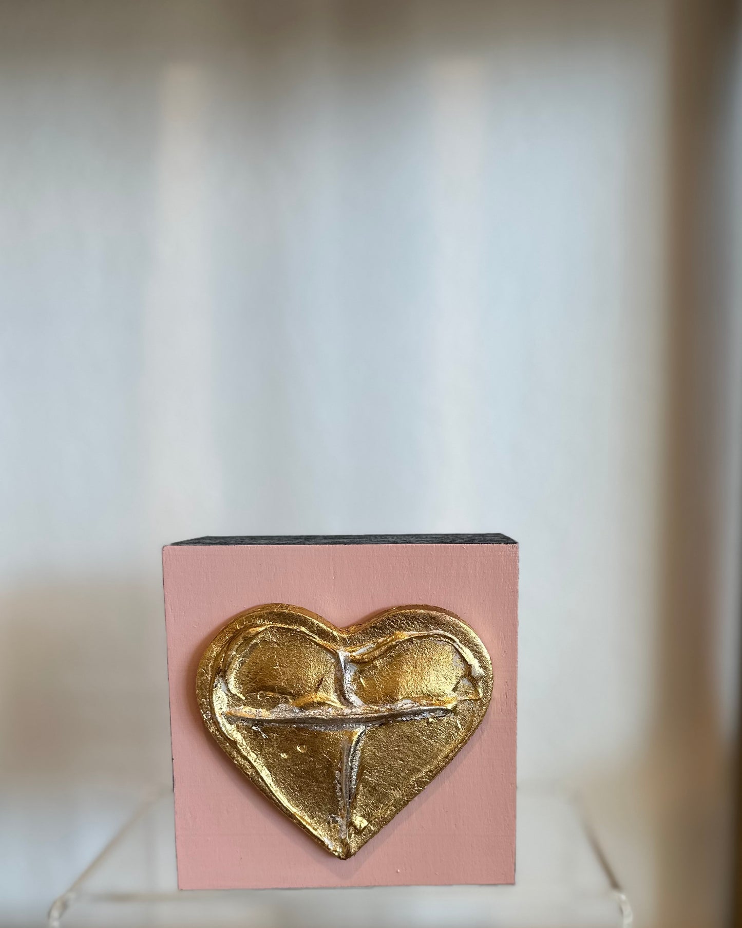 4x4 wood canvas + clay heart