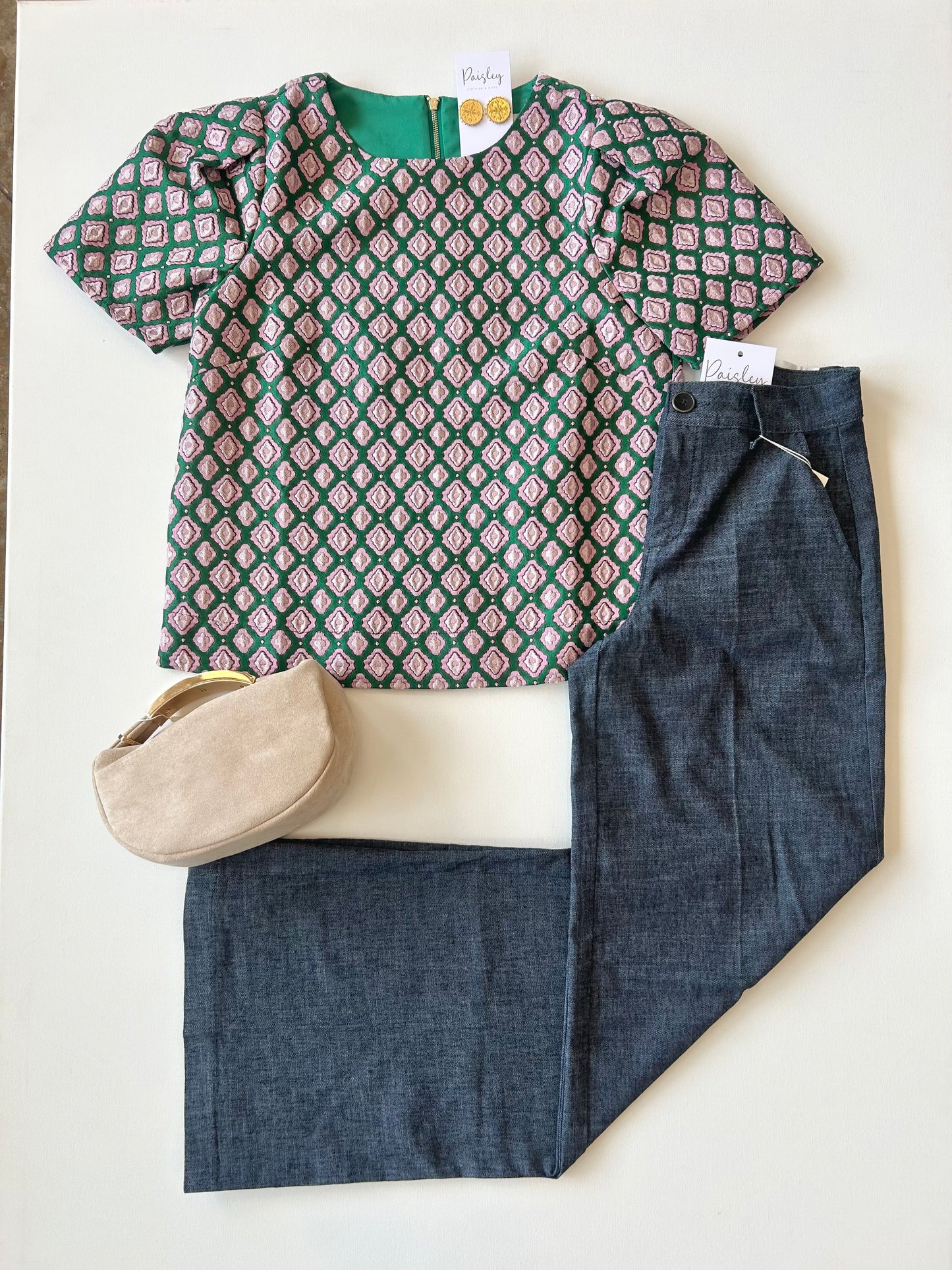 Pink Trellis Short Sleeve Top