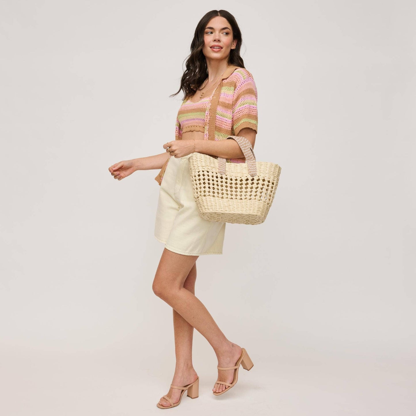 June Woven Knot Straw Tote: Natural