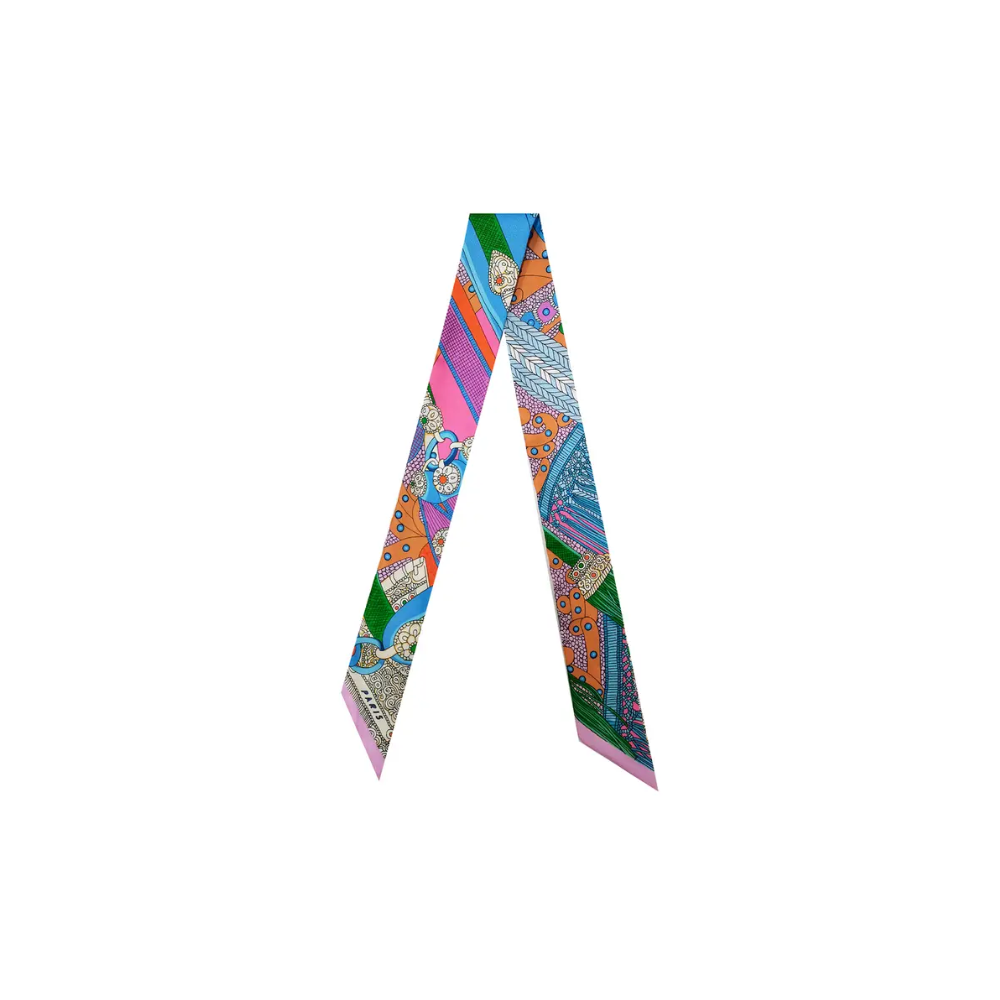 Scarf Necklace ~ Multi Color Pattern: White Heart