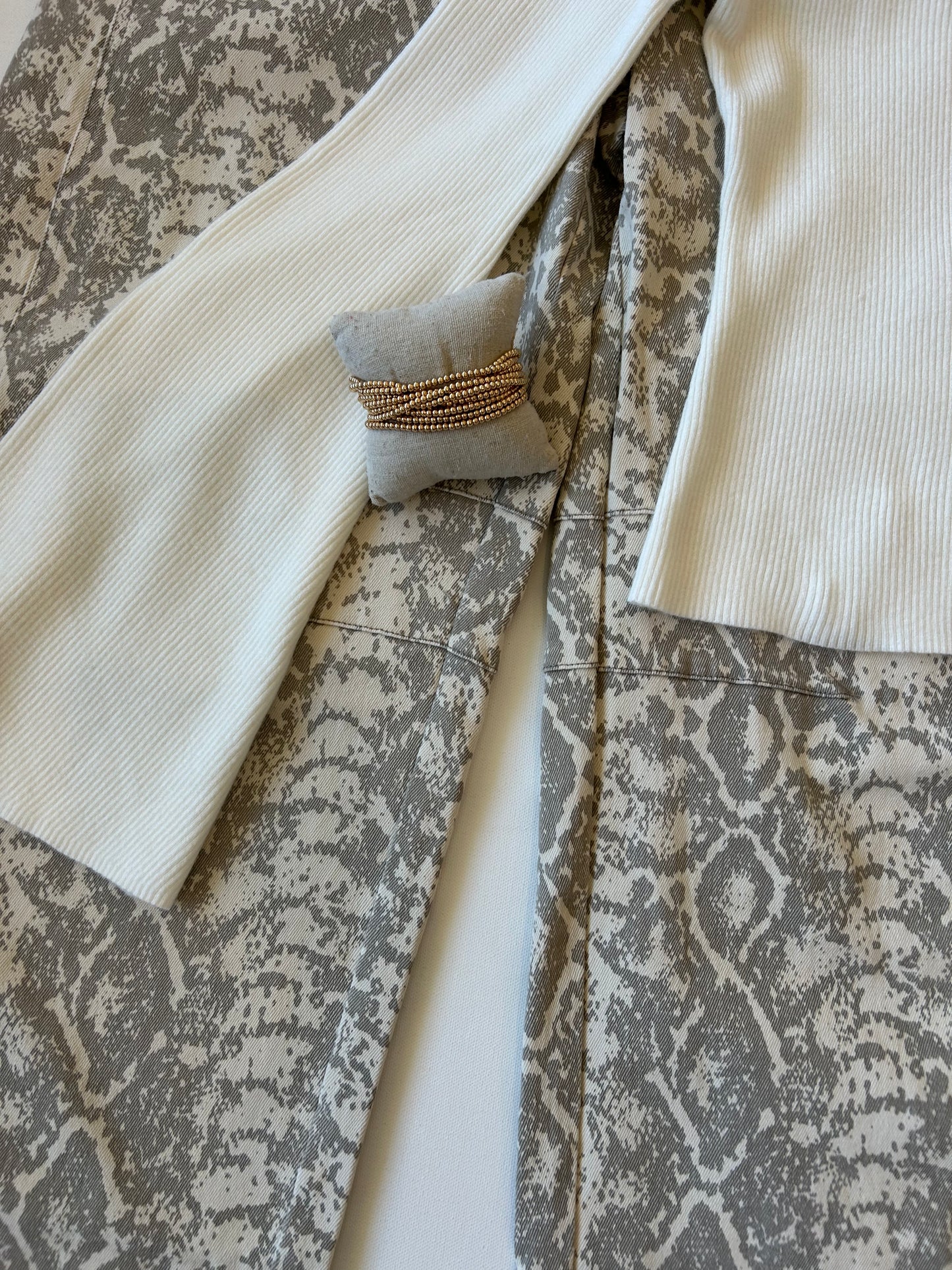 Cotton Twill Snake Print Barrel Jeans