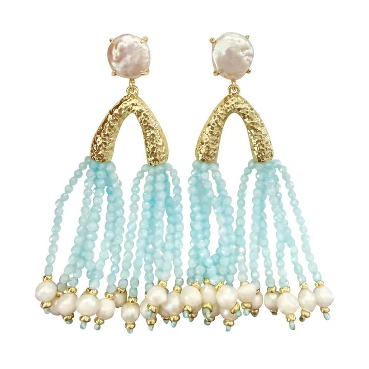 Paris Pearl Beaded Tassel Earrings