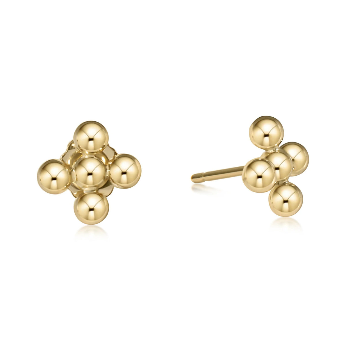 signature cross beaded 3mm gold studs e.newton