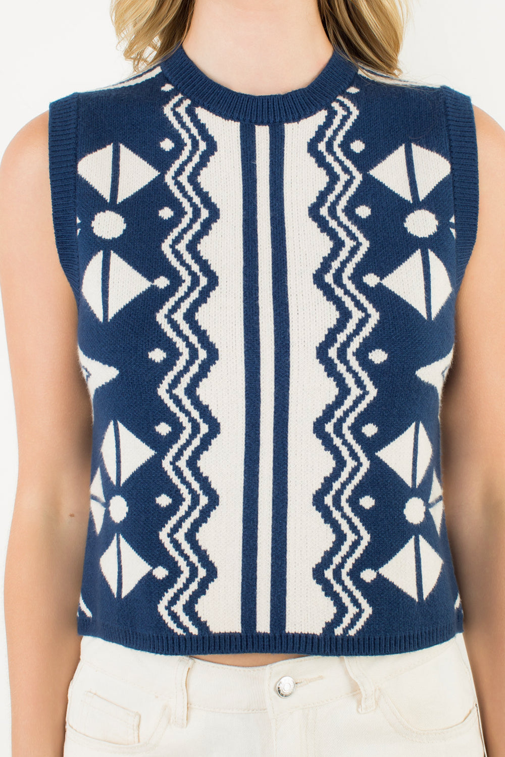 Bree Top in Navy & White