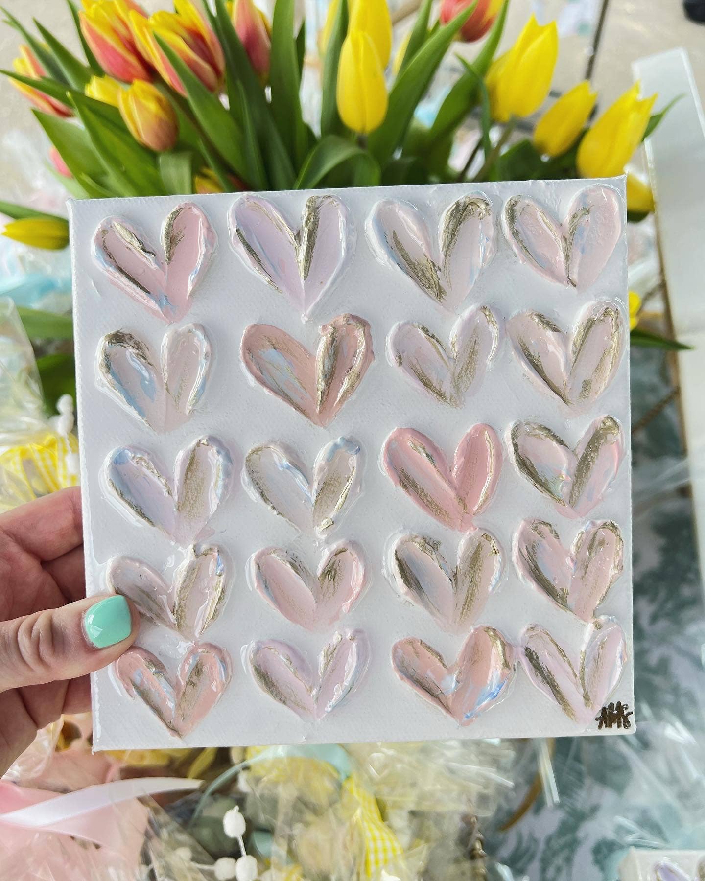 Canvas - 6x6 inch Pastel Heart Painting