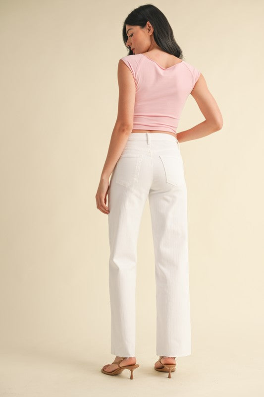 Slim Palazzo Jean in White