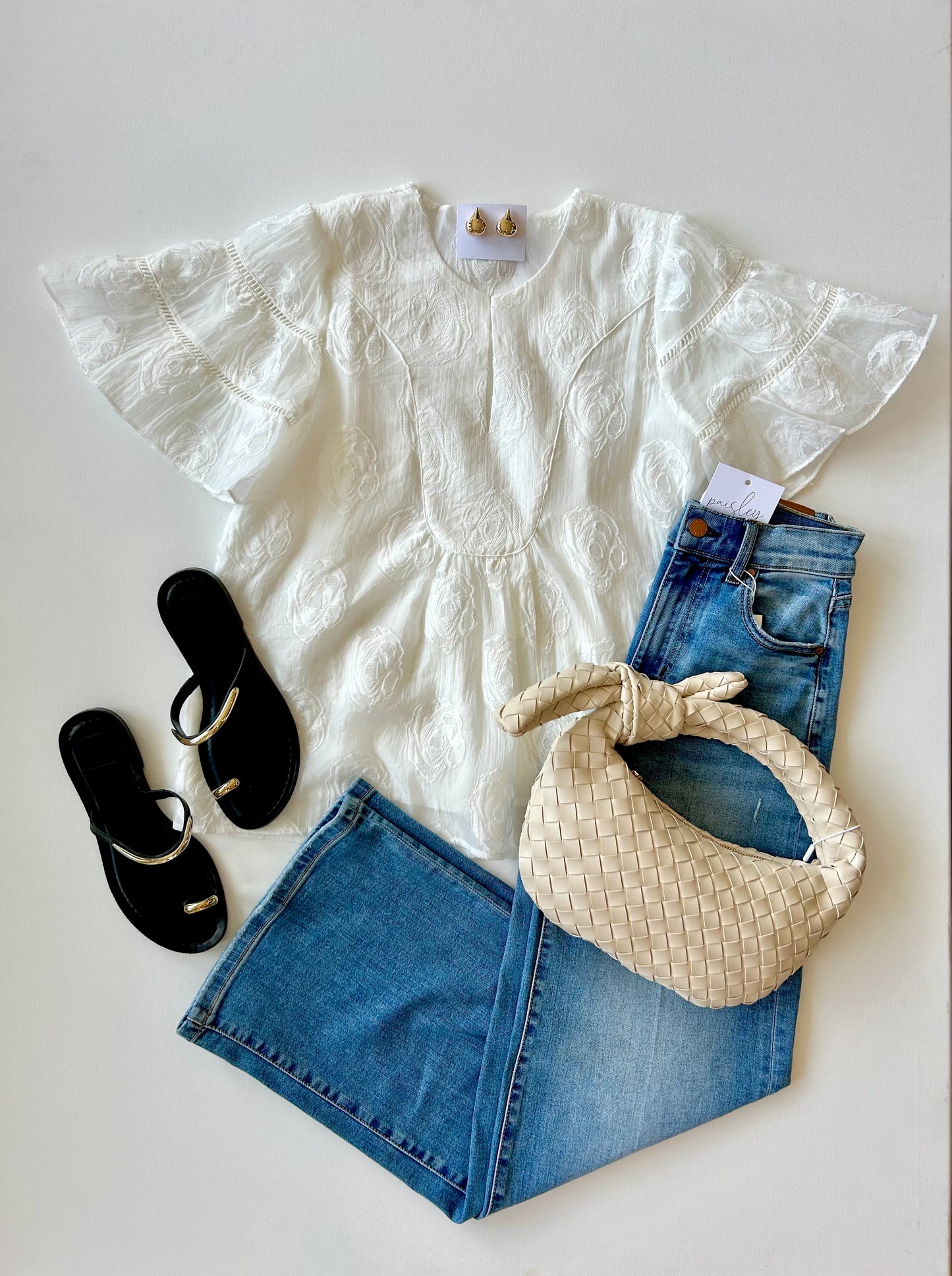 White Flare Sleeve Top