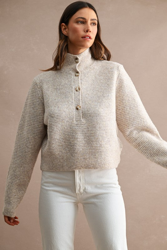 Taupe Ribbed Sweater Top