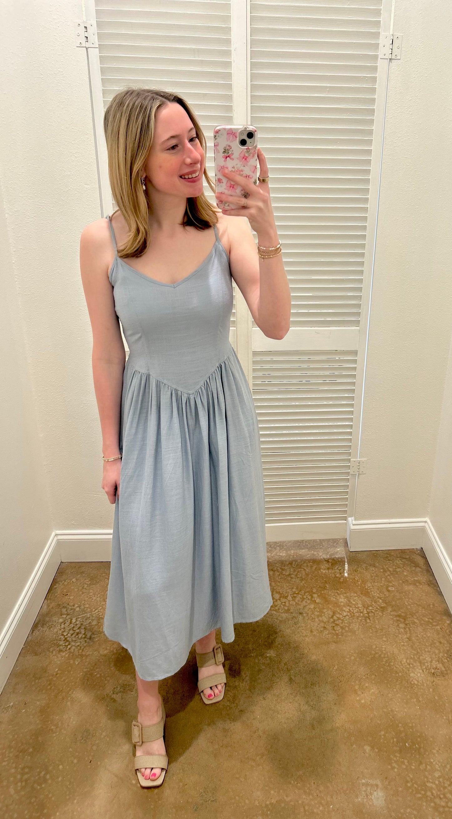 V Waist Denim Dress