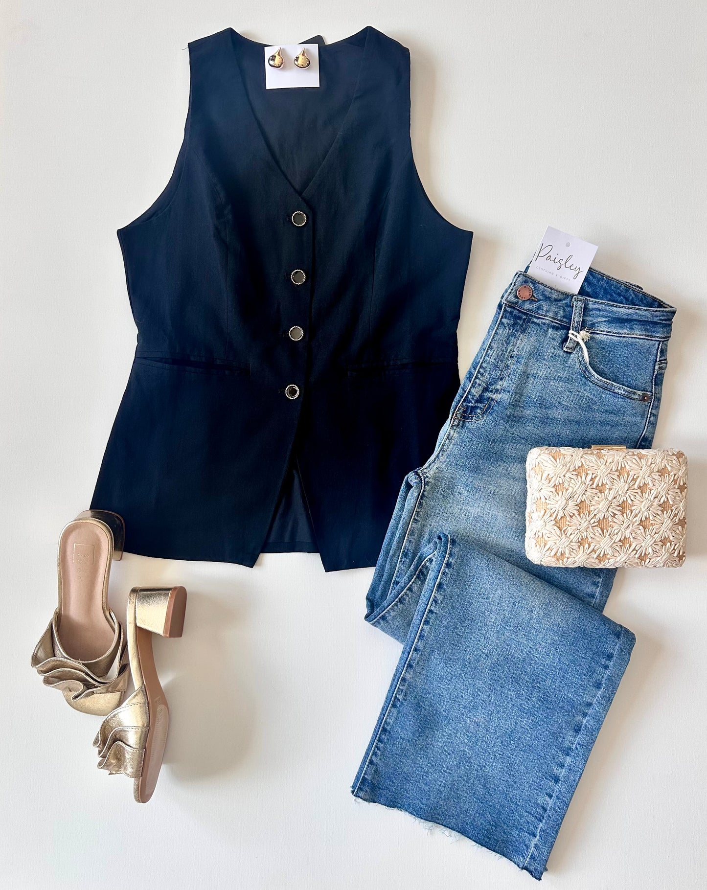 Metallic Button Vest
