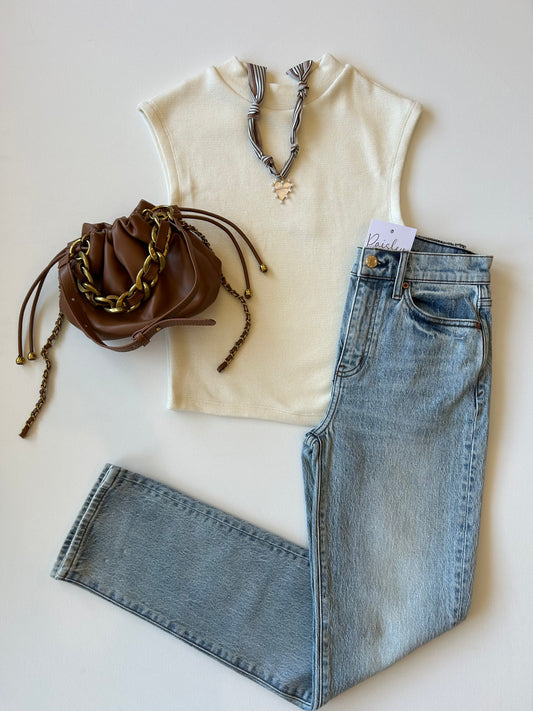 Downtown Mock Neck Knit Top