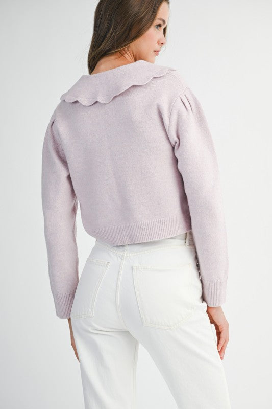 Lavender Scalloped Collared Sweater