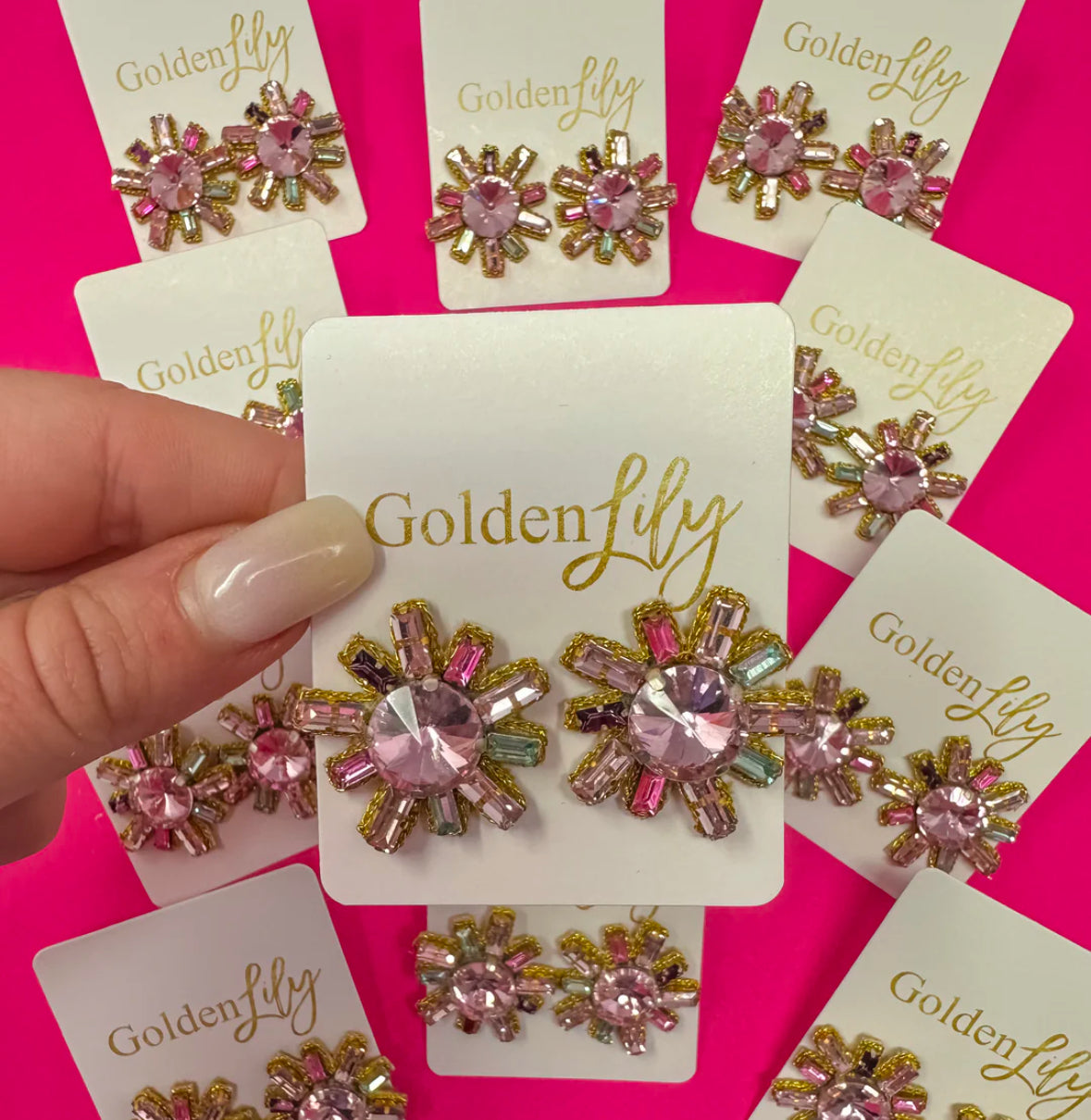 Rhinestone Burst Stud Earrings